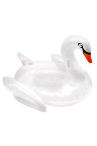 Air Time Ride on Swan with Feathers - White