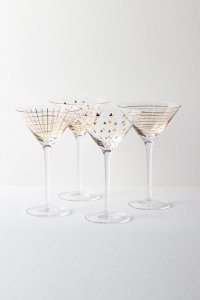 Celebration Martini Glasses Set of Four Assorted - Gold