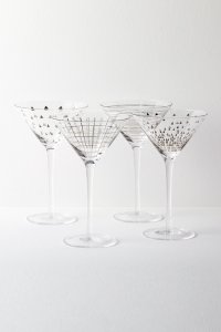 Celebration Martini Glasses Set of Four Assorted - Silver