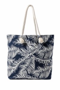 Cote Beach Bag - Denim Leaf Print