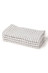 Hampton Stripe Linen Napkin Set of Four - Ash Stripe