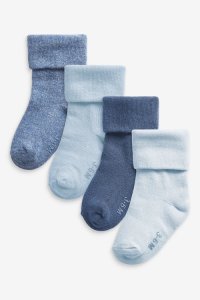 Next 4 Pack Roll Top Socks (Younger) - Blue