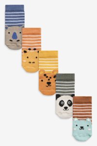 Next 5 Pack Animal Stripe Socks (Younger) - Multi