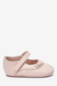 Next Leather Mary Jane Pram Shoes (0-18mths) - Pink