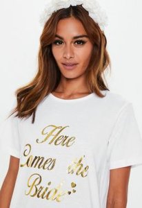 Missguided T-shirt de nuit blanc slogan brillant bride, blanc