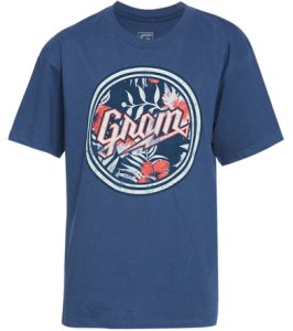Grom Boys' Hawaii Script Tee Shirt Big Kid - Light Navy Medium Cotton/Polyester - Swimoutlet.com