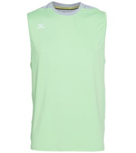 Mizuno Men's Cutoff Volleyball Jersey Shirt - Heathered Electric Green/Silver Large Polyester/Spandex - Swimoutlet.com