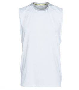 Mizuno Men's Cutoff Volleyball Jersey Shirt - White/Silver Large Polyester/Spandex - Swimoutlet.com