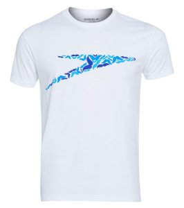 Speedo Men's Graphic Tee Shirt - Blue Large Size Large Cotton - Swimoutlet.com