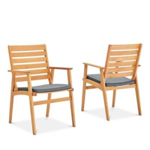 Modway Syracuse Outdoor Patio Eucalyptus Wood Dining Chair, Set of 2