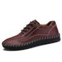 IZZUMI Men Shoes Wide-toe Casual Leather Footwear - EU 47 Deep Brown