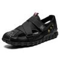 Gearbest Izzumi men summer sandals round toe sewing casual shoes - eu 41 black