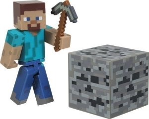 Jazwares Minecraft Overworld Steve with Coal Ore Block & Iron Pickaxe