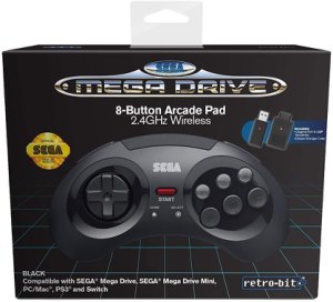 Retro Bit Sega Mega Drive 8-Button Arcade Pad 2.4GHz Wireless Black