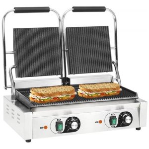 Vidaxl Doppia griglia per panini scanalata 3600w 58x41x19cm