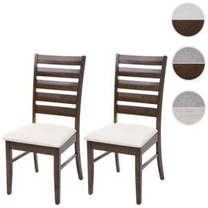 Mendler Set 2x sedie cucina hwc-g47 legno massello struttura scura cuscino beige