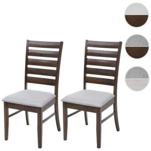 Mendler Set 2x sedie cucina hwc-g47 legno massello struttura scura cuscino grigio