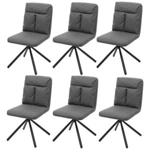 Mendler Set 6x sedie con seduta girevole hwc-g58 tessuto senza braccioli grigio