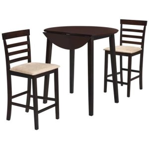 Vidaxl Set tavolo da bar e sedie 3 pz legno massello marrone scuro
