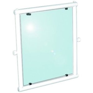 Specchio Reclinabile Da 63x54 In Alluminio Rivestito In Nylon Bianco