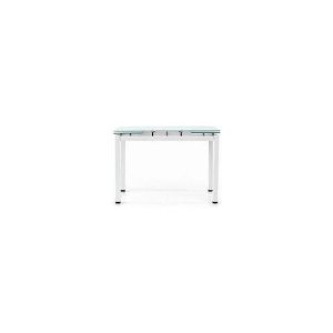 Tavolo Metallo Bianco Piano Vetro Bianco Moderno Allungabile 110x70 Temp