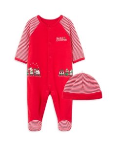 Little Me Boys' 2-Piece Holiday Coverall & Hat Cotton Set - Baby
