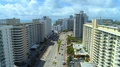 Aerial Drone Video Shot Miami Beach Upscale Condominiums On Collins Avenue