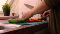 Housewife Preparing Vegetables On Chopping Board For Vegan Dish - 8 Se