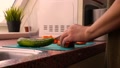 Housewife Preparing Vegetables On Chopping Board For Vegan Dish - 8 Sec