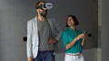 Modern Couple With Vr Goggle Watching Virtual Project At Their New Home