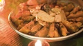 Pan Shot Of A Vegan Food Dish In Candlelight