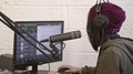 Pretty Dj Woman In Hat Broadcast On Radio