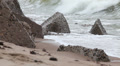 Sea Waves Crash On The Breakwater Rocks And Stones