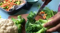 Slow Motion Of Chef Chopping Broccoli For Vegan Dish- 8 Sec