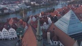 Ulm Library Metzgerturm Tower And Danube River With Drone At Sunrise