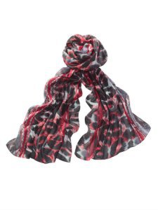 Sjaal m. collection rood/zwart/grijs