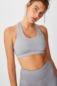 Body - Workout Cut Out Crop - Mid grey marle