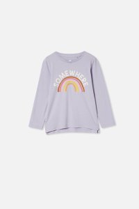 Cotton On Kids - Penelope Long Sleeve Tee - Smokey lilac somewhere over the rainbow