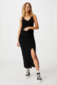 Cotton On Women - Match Me Knit Midi Skirt - Black