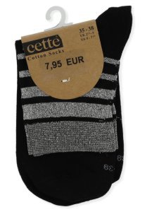 Cette Zwarte sokken met zilverkleurige streepjes