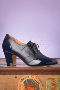 40s Back In The Day Leather Shoe Booties in Navy