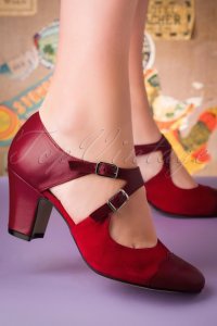 Topvintage Boutique Collection 40s days away leather pumps in passion red