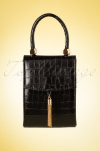 Topvintage Boutique Collection 50s croco love evening bag in black