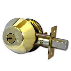 WEISER locking entrance deadbolt with double bolt-throw