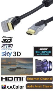 Tvcables Hdmi cable with ethernet 10m right angle 3d tv