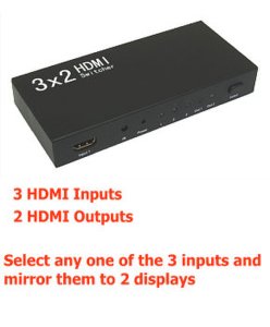 Tvcables Hdmi splitter switch 3 input 2 output 3x2