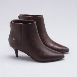 Ankle Boot Couro Marrom Tabacco