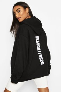Boohoo Oversize hoodie med grafiskt tryck bak, black