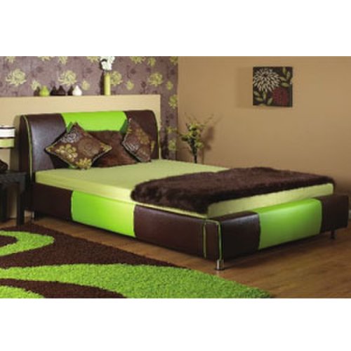 Star Collection York 3FT Single Green & Chocolate Leather Bedstead