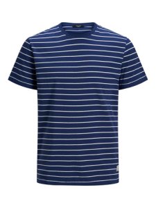JACK & JONES Stripet Pique T-shirt Mænd Blå